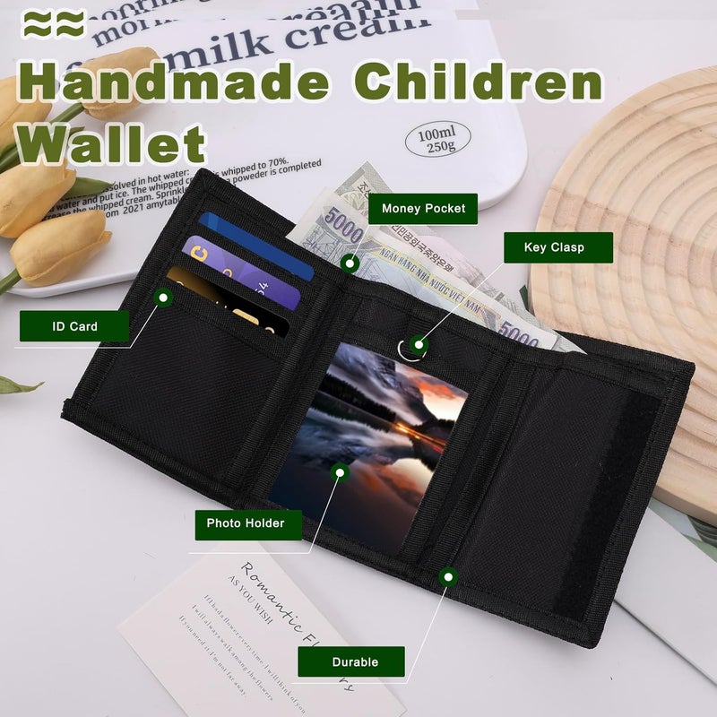 Nitort Wallet,Birthday Gifts,RFID Trifold Canvas Outdoor Sports Wallets for Kid,Lovely and Novelty Wallet with Zipper for Kids- Front Pocket Wallet with Magic Sticker(KWFTB01) - Image 4